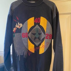 Italian leather appliqué bugs bunny sweater
